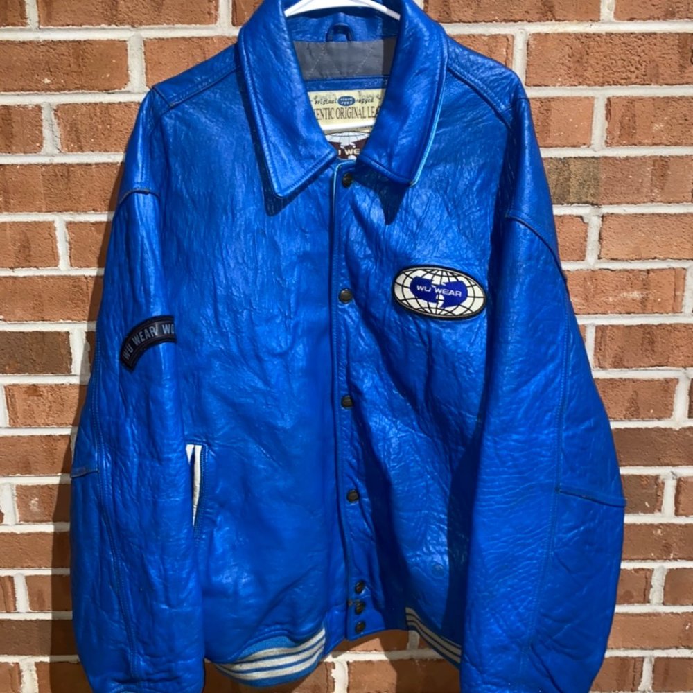 Rare Blue Vintage Wutang Leather Jacket Size XL